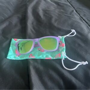 Purple Sunglasses with Green Lenses